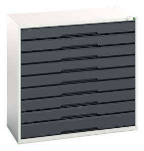 verso drawer cabinet with 9 drawers. WxDxH: 1050x550x1000mm. RAL 7035/5010 or selected Bott Verso Drawer Cabinets1050 x 550  Tool Storage for garages and workshops